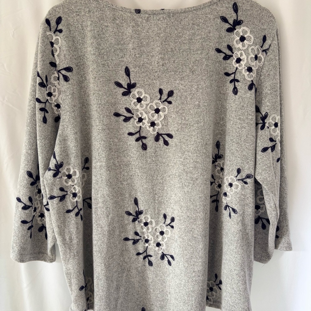 Sapphire Floral Embroidered Grey Women's Sweater - Picture 2 of 3